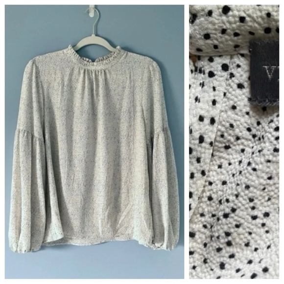 Vince Camuto Blouse mini polka dot print Size Medium puff sleeve 14504 - Picture 5 of 5